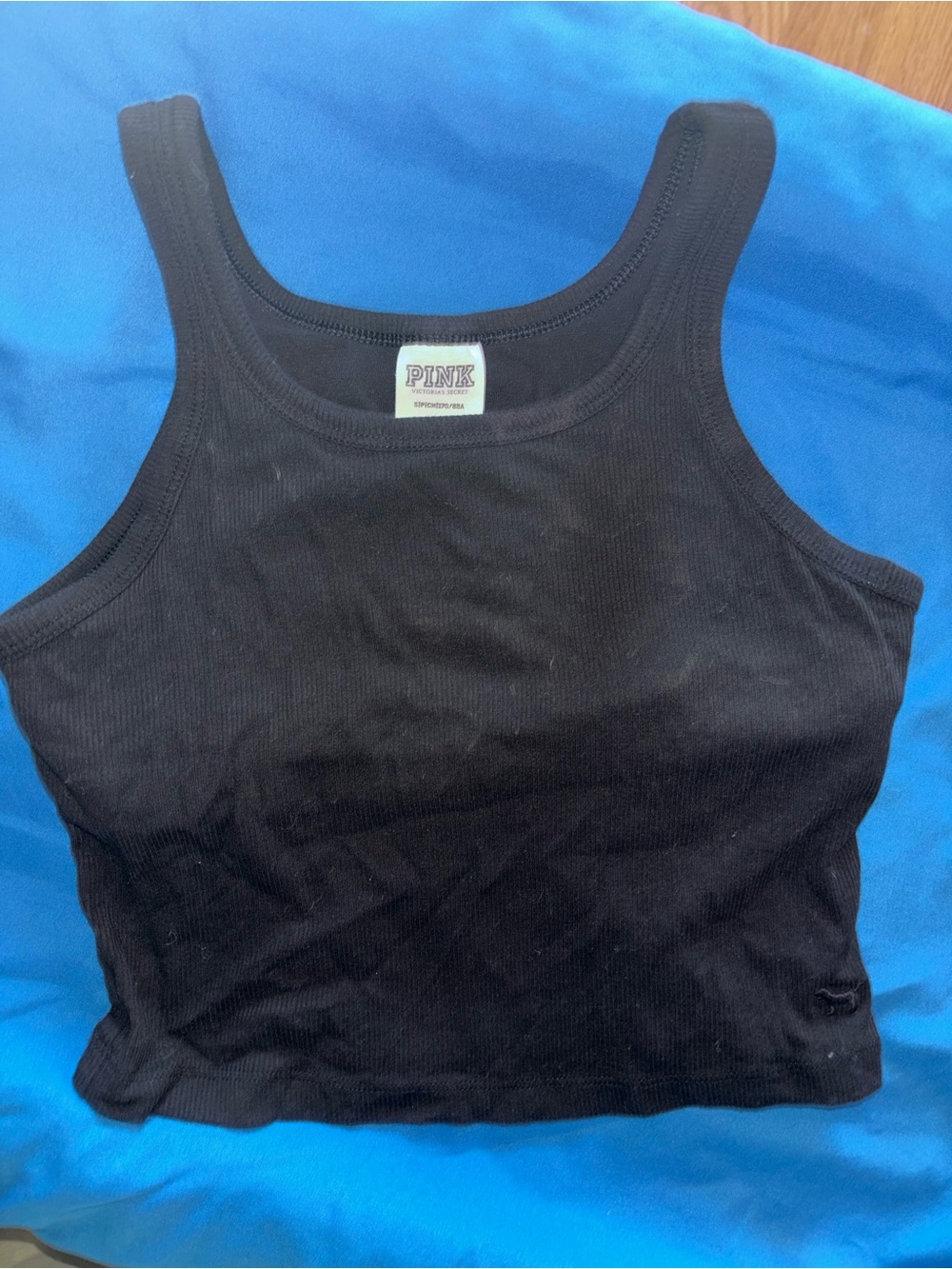 PINK Black Ribbed Tank Top with lining